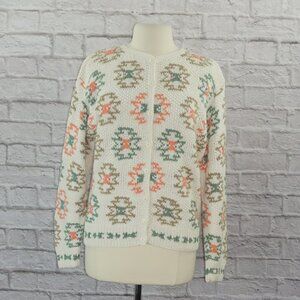 Vintage 90s Woolrich Intarsia Cotton Knit Cardigan Sweater